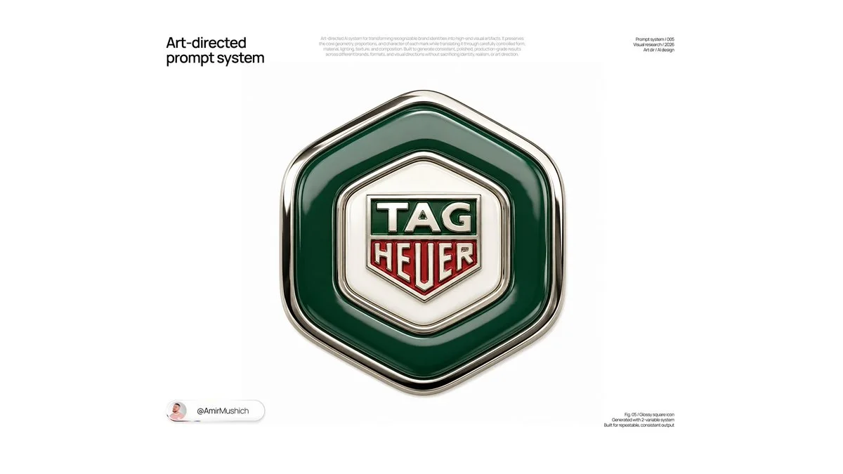 A shallow multilayer collectible medallion for a brand with a raised authentic symbol inside an inset logo container derived from the background color.