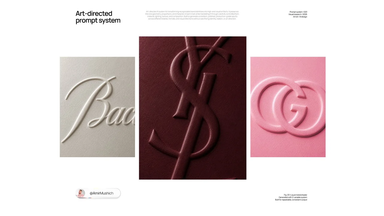 Source result image 2 attached to the original post for the Brand logo paper emboss prompt.