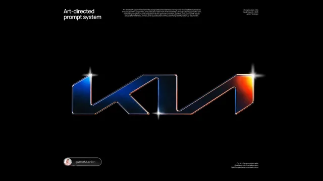 Dark-metal 3D emblem logo example on a dark background with satin blue-black faces and polished bevel highlights.