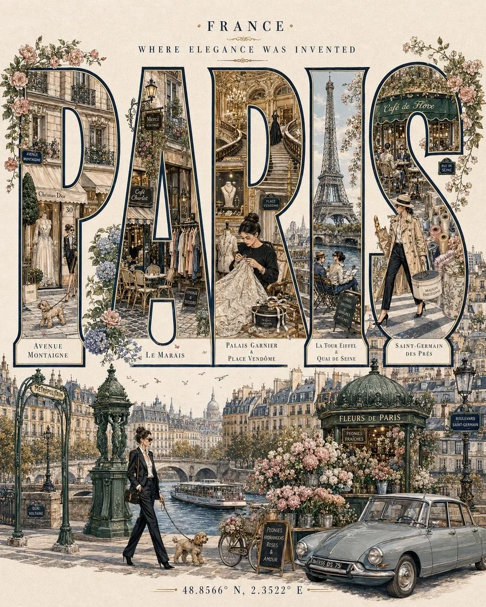 A collectible museum-print poster variation with letterforms doubling as scenes of local culture and architecture.