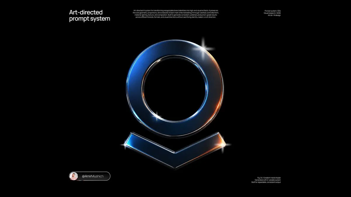 Dark-metal 3D emblem logo variation with shallow extrusion and controlled studio reflections.